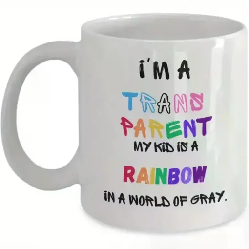 11 Ounce White Ceramic Coffee Mug. I'm Invisible. My Boys and Girls Are Rainbow Prints in A Grey World - Gifts for