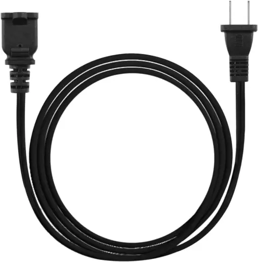5 Core AC Power Cord 10 Ft ? 2 Prong Extension Adapter ? 16AWG/2C 125V 13A ? US Polarized Male to Female Outlet Extension Cable Black- EXC BLK 10FT