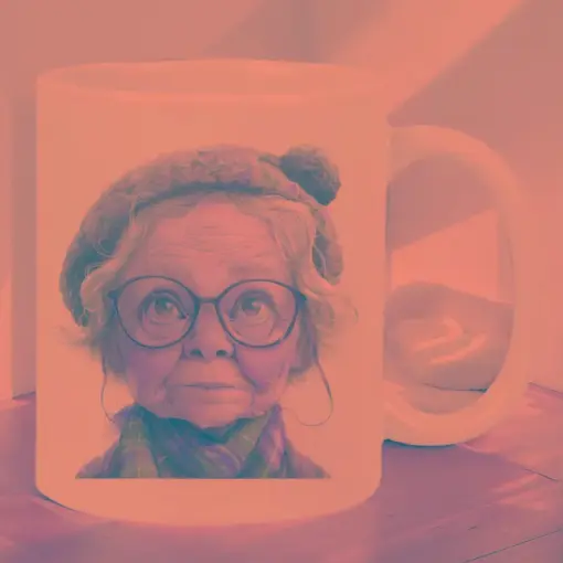 Charming Grandmother Insulated Ceramic Mug - White with Vibrant Illustration, Perfect for Hot & Cold Drinks, Reusable,